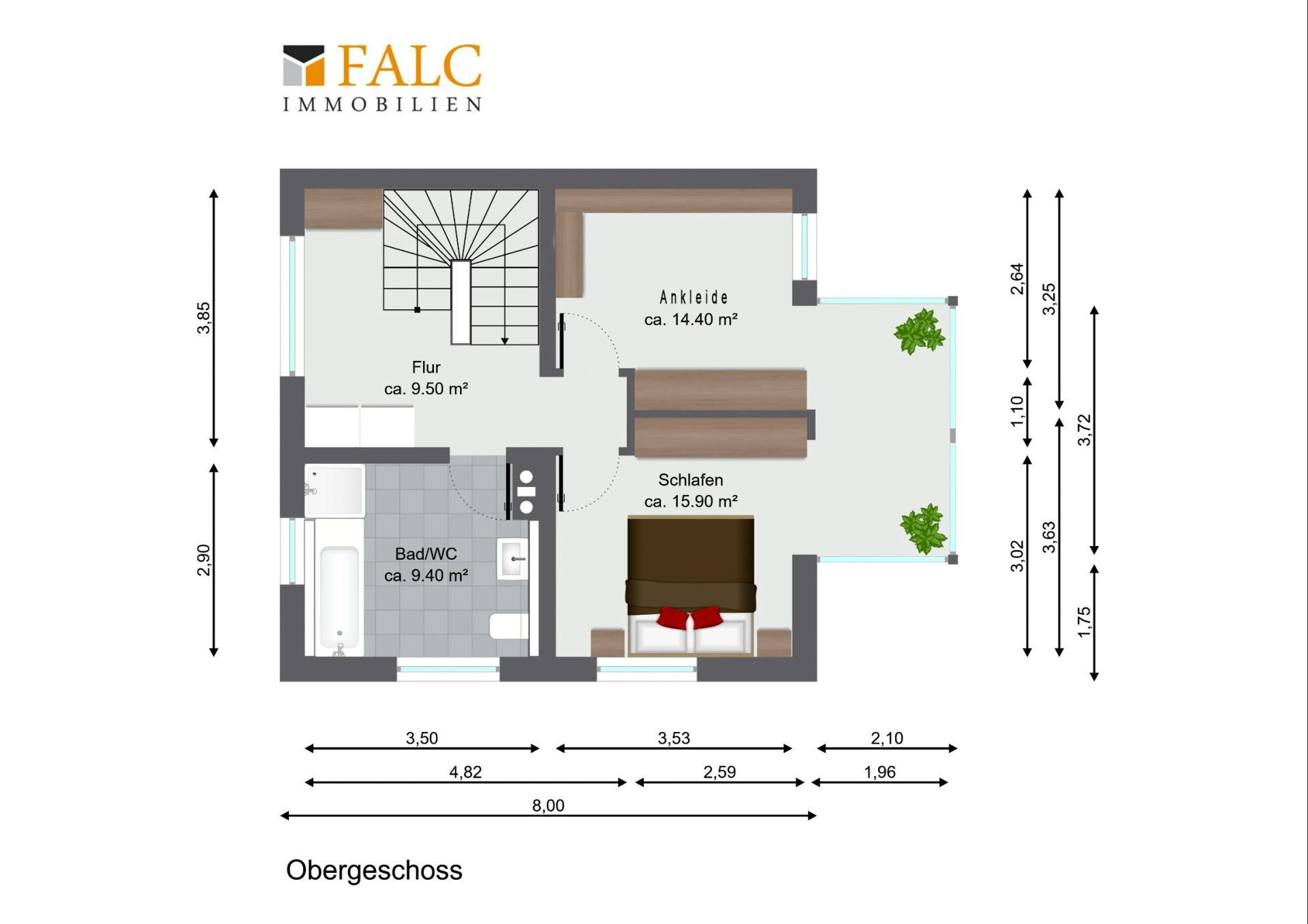 1. Obergeschoss – aktuelle Raumaufteilung